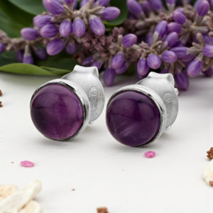 Aretes redondos de Amatista - Plata 925