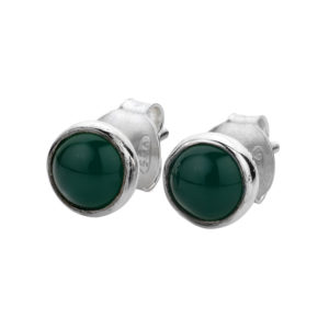 Aretes redondos de ónix verde - Plata 925