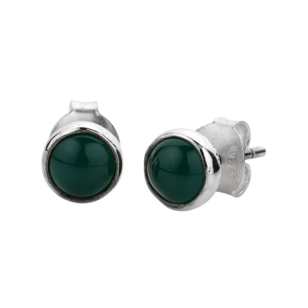 Aretes redondos de ónix verde - Plata 925 - Imagen 3