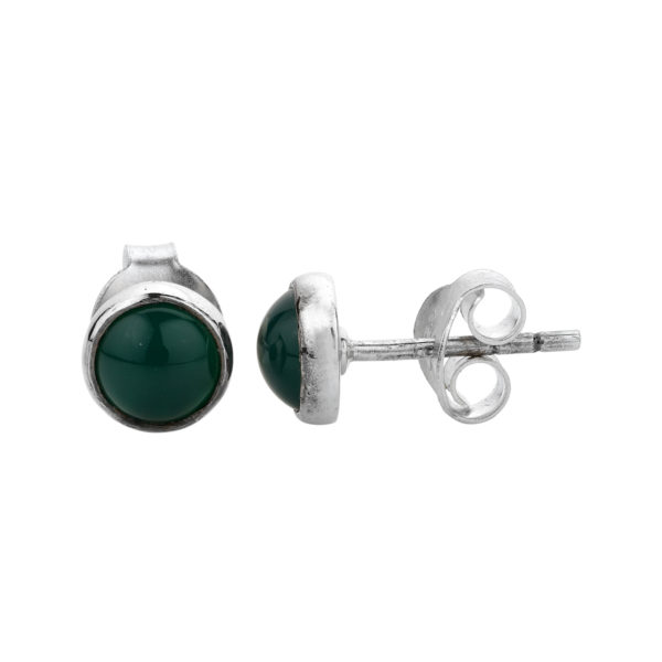 Aretes redondos de ónix verde - Plata 925 - Imagen 2