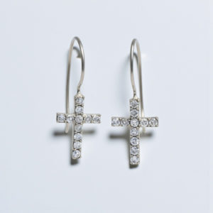 Aretes de Cruz - plata 925 & zircon