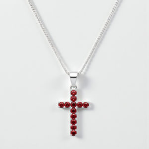 Collar de Cruz - Plata 925 & zircon rojo