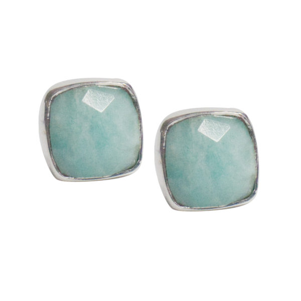 Aretes cuadrados de Amazonita - Plata 925 - Imagen 2