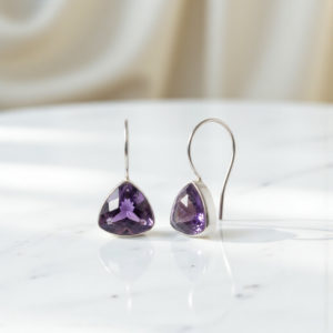 Aretes de triángulo plata 925 - Amatista