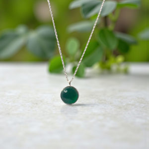 Collar redondo de plata 925 - Ónix Verde