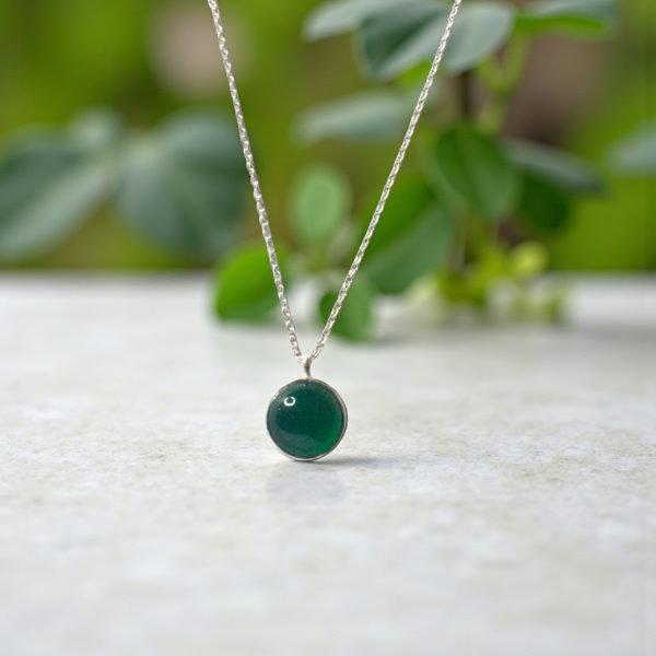 Collar redondo de plata 925 - Ónix Verde