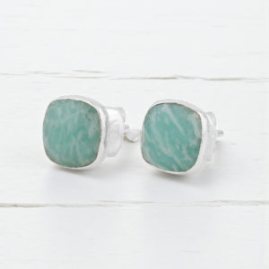 Aretes cuadrados de Amazonita - Plata 925