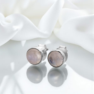 Aretes redondos de Piedra Lunar - Plata 925