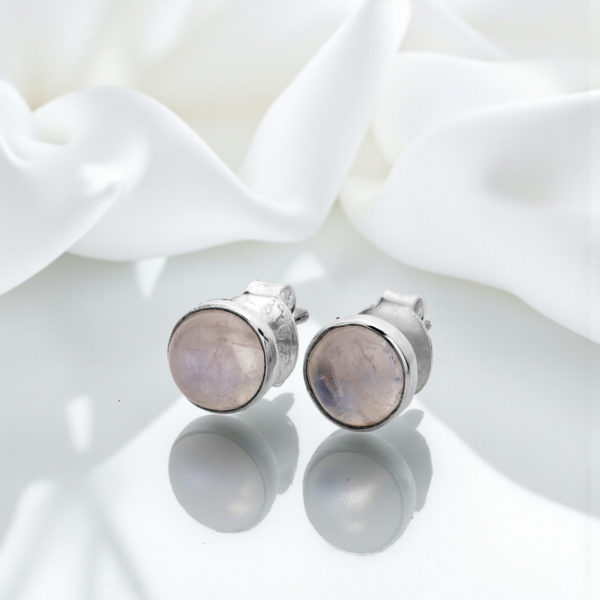 Aretes redondos de Piedra Lunar - Plata 925