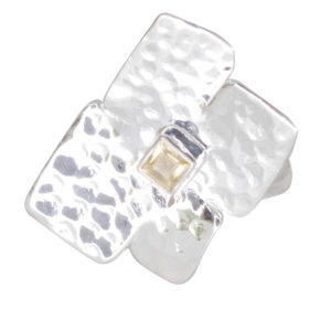Anillo de Pétalos con piedra citrina - plata 925