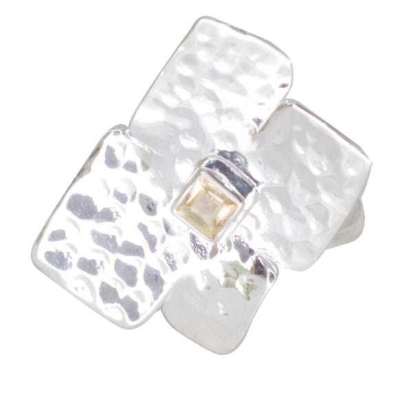 Anillo de Pétalos con piedra citrina - plata 925