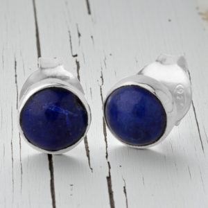 Aretes redondos de Lapislázuli - Plata 925