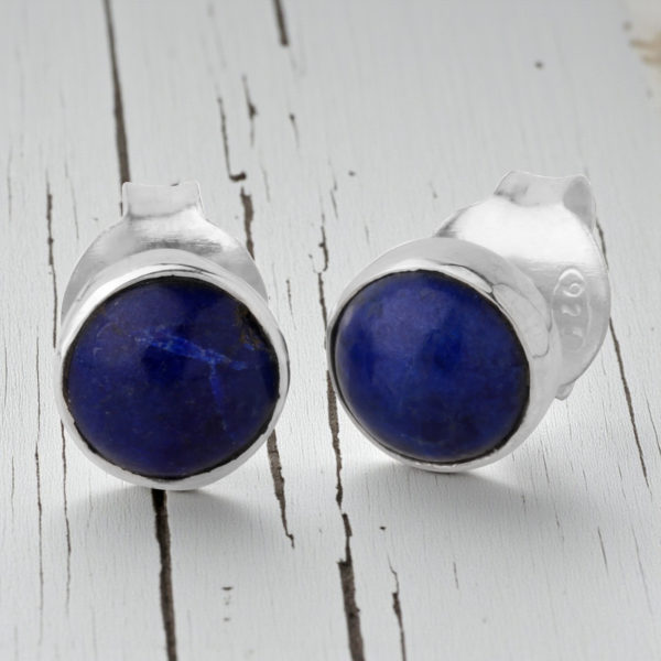 Aretes redondos de Lapislázuli - Plata 925