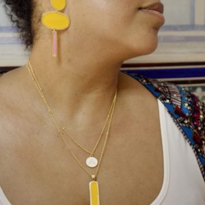 DJ201 - Yellow Enamel rectangle necklace